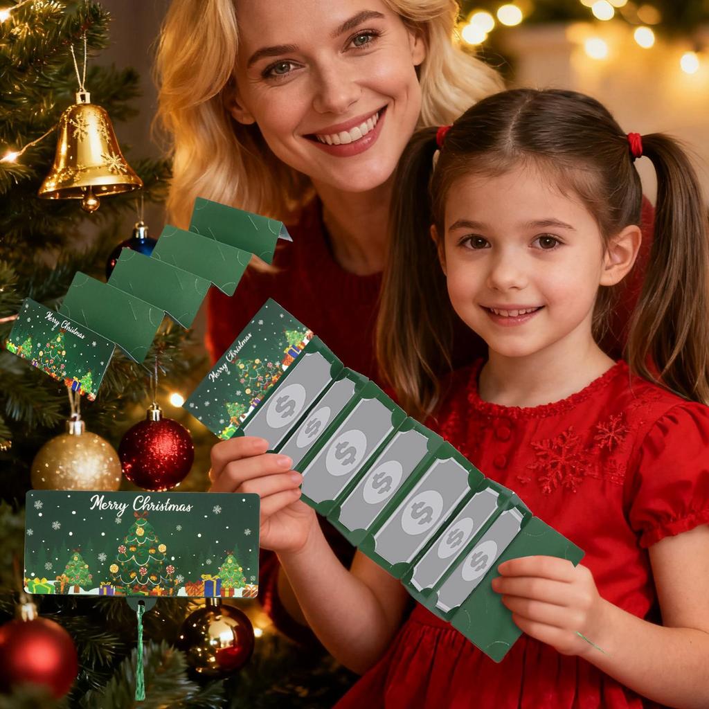 Christmas Money Holders for Cash Christmas Cash Envelope Foldable Festive Party Favor Cards with Tassle for Boys Girls Kids Mom