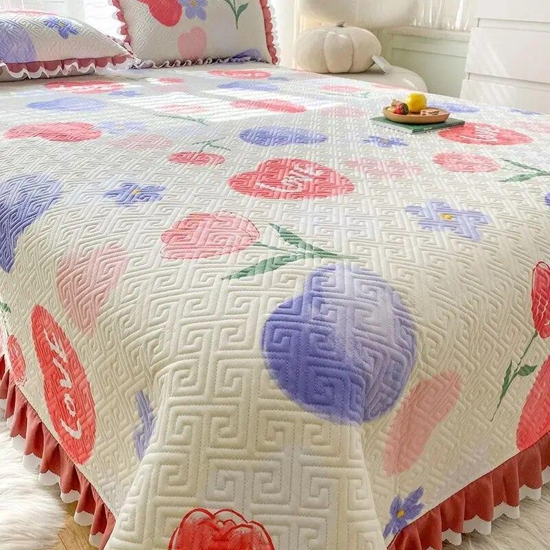 Bomulls Sengedekke Tre Sett Sklisikker Laminert Bomull Fortykket 100% Bomull Laken Helårs Allsidig Sengedekke Teppe