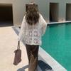 Dimanaf 2025 New Summer Spring Blouse Shirt Women Blouse Long Sleeve Basic Fashion Lace Casual Loose White Tees