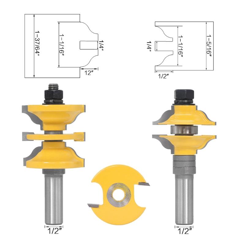 Praktický frézovací bit 1/2" 12mm stopka Vstupní a vnitřní dveřní profilovací fréza z kalené oceli pro dřevoobráběcí nástroj