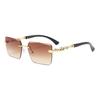 Square frameless sunglasses men's European and American trends leopard head zinc alloy fashion glasses sunglasses spot