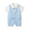 Mum&nny Formal Baby Boy Romper with Bow Tie, Spring/Summer, Ages 0-24 Months, Shrine Visit (59cm, Blue Stripe)