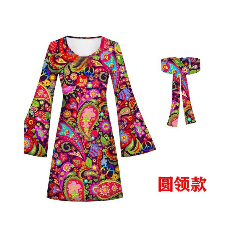 

Хэллоуин винтаж 70-е поколение хиппи костюм хиппи ночной клуб бар вечеринка костюм для сценического выступления 3XL