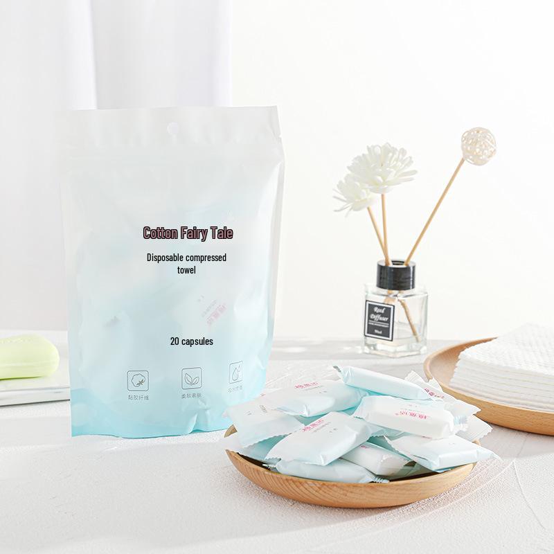 Thickened Non-woven Disposable Compressed Towels - 20 Portable Travel Cleansing Wipes