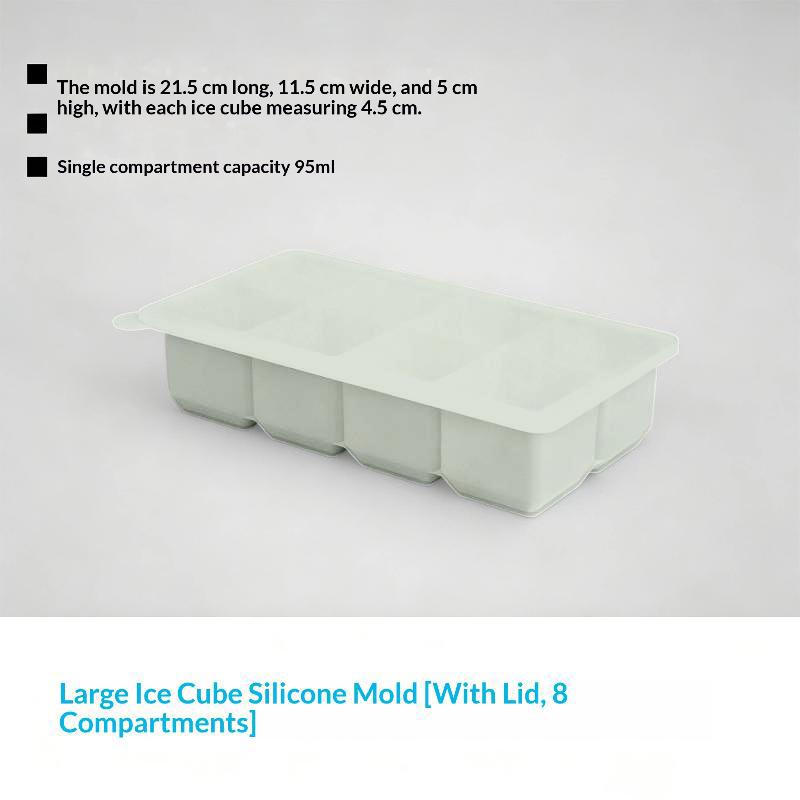 Large Ice Cube Mold with Lid Stackable Soft Silicone Square Tray for Cocktails Camping Use