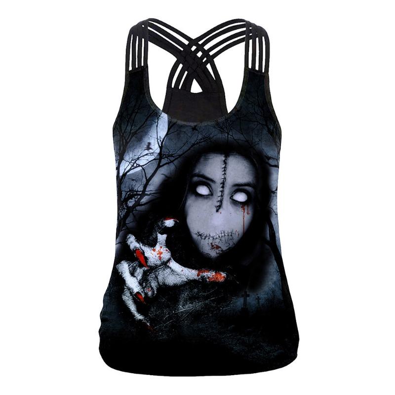 Halloween new, hot-selling skull print casual slim-fit sling vest