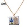 Stylish Women Necklace Birth Flower Necklace Floral Book Pendant January