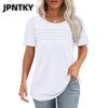 JPNTKY Moda Donna Casual Stampa Colore Unico Manica Corta Girocollo Camicette & Camicie