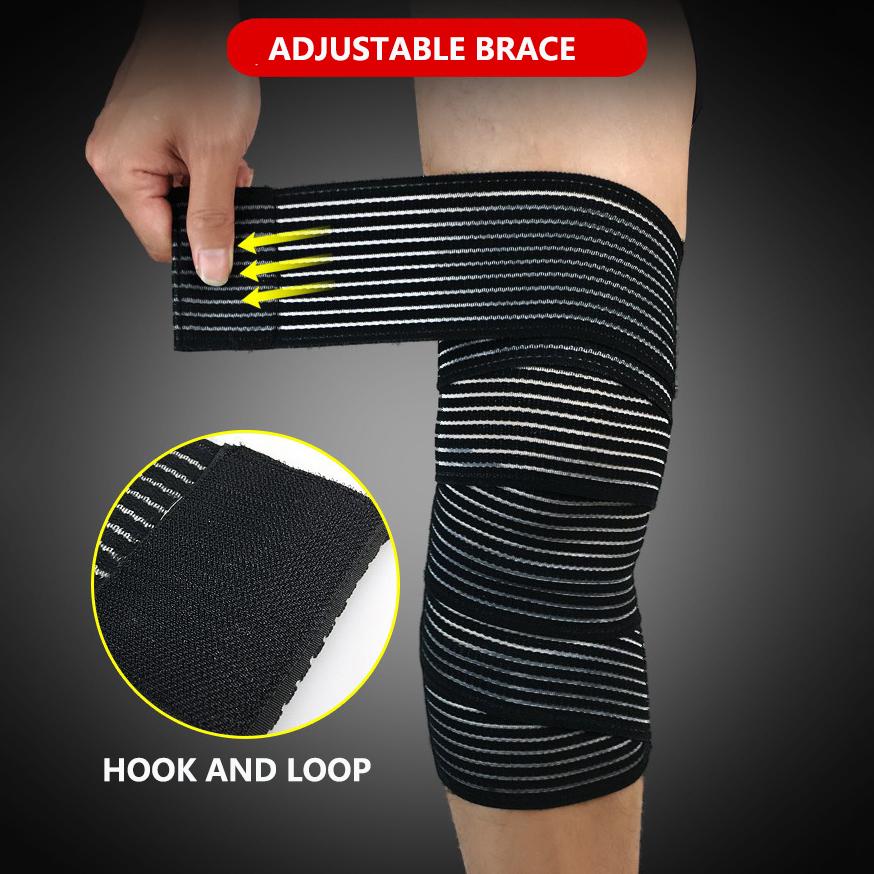 1 Pc Knee Wraps For Leg Calf Thigh Long Elastic Support Wrap Brace Compression Bandage For Weight-Lifting Powerlifting Squats