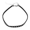 Kvinnors vintage nit punk kedja krage Choker svart flockade tyg halsband