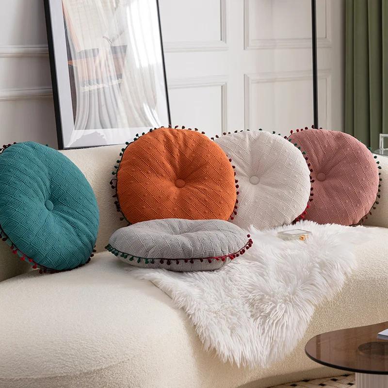 Modern Simple Pumpkin Hairball Round Pillow Pillow Office Sofa Cushion