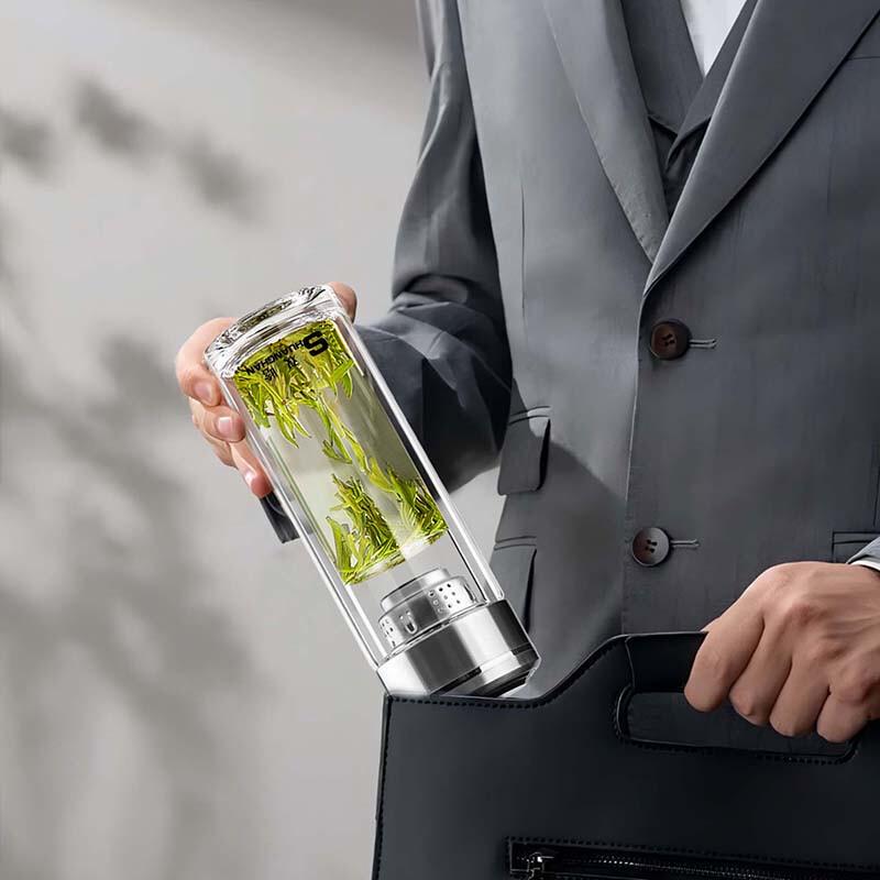 Shuanghan 380ml Double-Layer Insulated Glass Cup