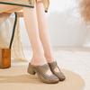 Fashion Wearing Slippers for Womens 2025 Summer New Leather Hollow Out Thick High-heeled Breathable Hole Toe Slippers Women Ladies Shoes