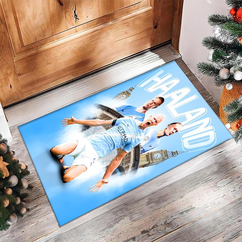 Erling Haaland Printed Flannel Area Rug Non Slip Soft Polyester Floor Carpet Indoor Decor Mat for Bedroom Living Room Sofa