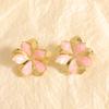 New oil flower earrings simple design sense hollow double-layer petal earrings temperament stud earrings jewelry