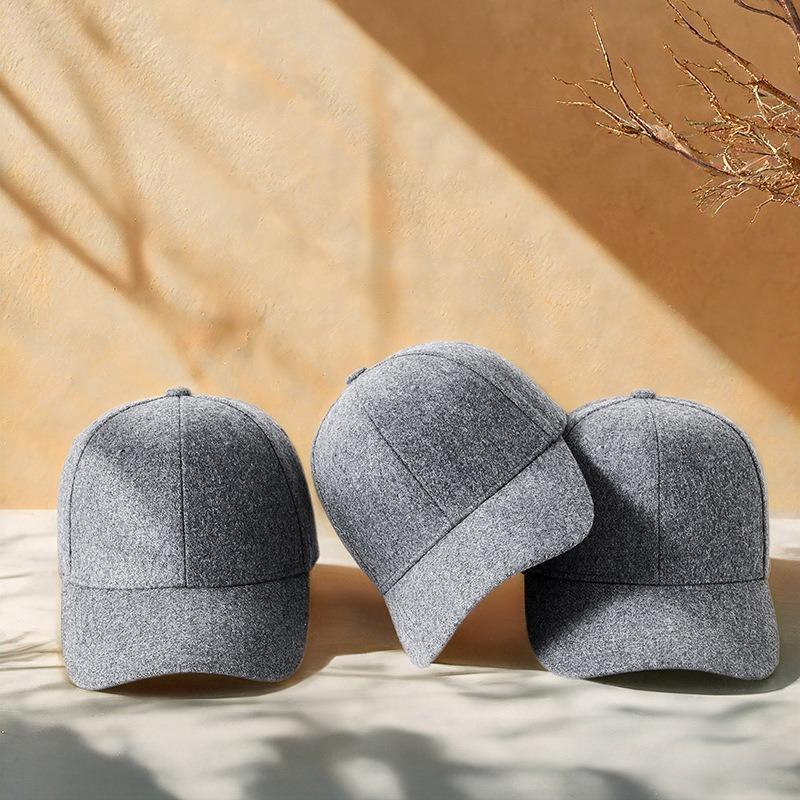 Autumn and Winter Wool Woolen Baseball Hat Men and Women Autumn and Winter Thickened Thermal Cap Dongguan High-quality Hat