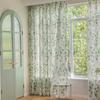 2 Panles Modern Bodhi Leaf Printed Polyester Rod Gauze Curtain For Living Room, Bedroom, Kitchen, And Curtain Decoration