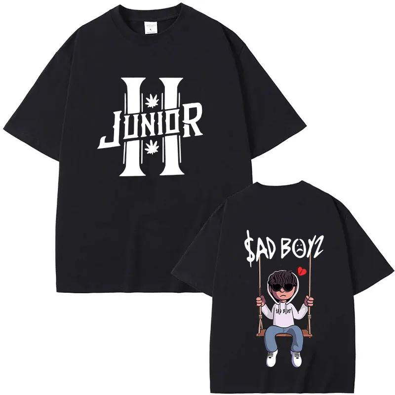 Tricouri Junior H Sad Boyz Unisex Harajuku cu Gât Rotund și Mânecă Scurtă Cadou pentru Fani Tricouri Casual pentru Bărbați Bumbac Top de Vară