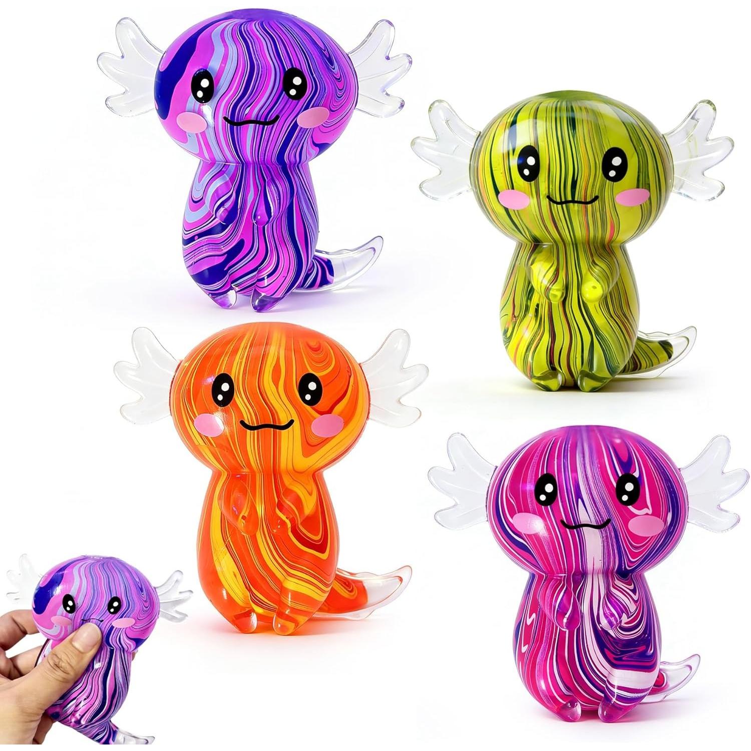 Axolotl Squishy Stress Relief Sensory Toy with Autism,Cute Malt Sugar Axolotl Toy,Stress Relief Squeeze Balls for Kids Adults