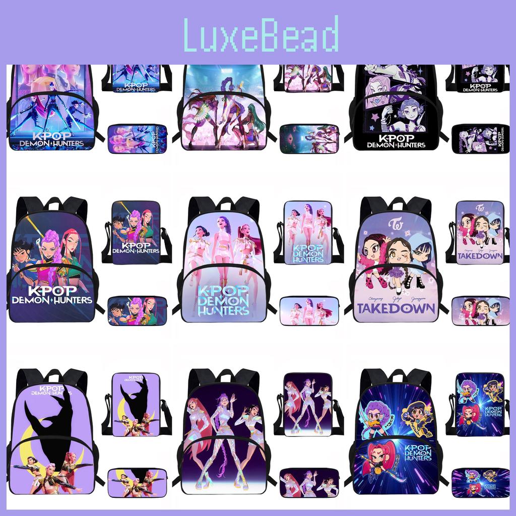 Hunters Demon Kpop Child School Backpack Set Breathable Fabric Primary Students