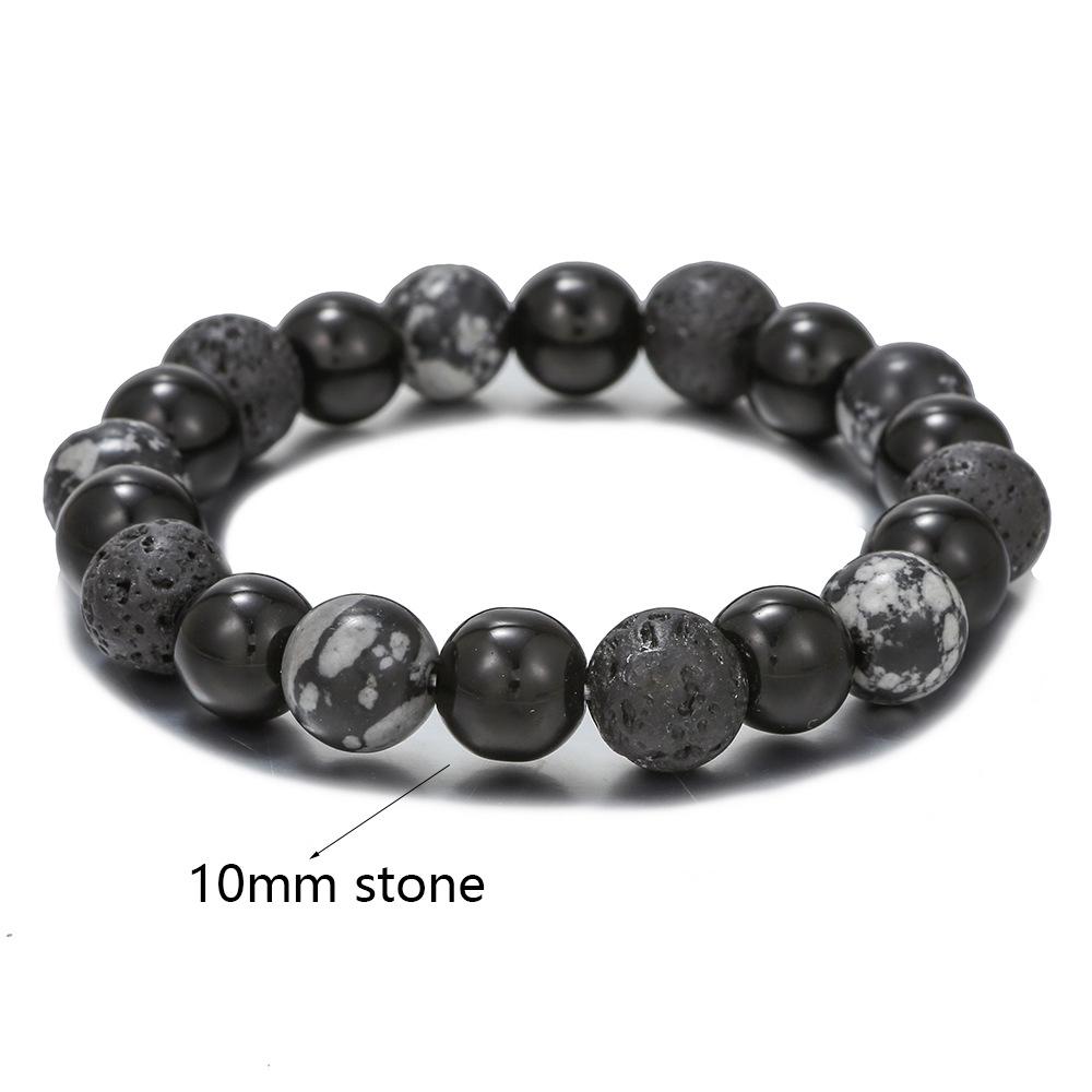 Volcanic and Black Iron Stone Couple Bracelets - Shining Gemstone Style.