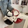 Designer Style Butterfly Bow Handbag for Women,Contrast Color Small Round Purse,Trendy Shoulder Bag with Niche Fashion Versatile