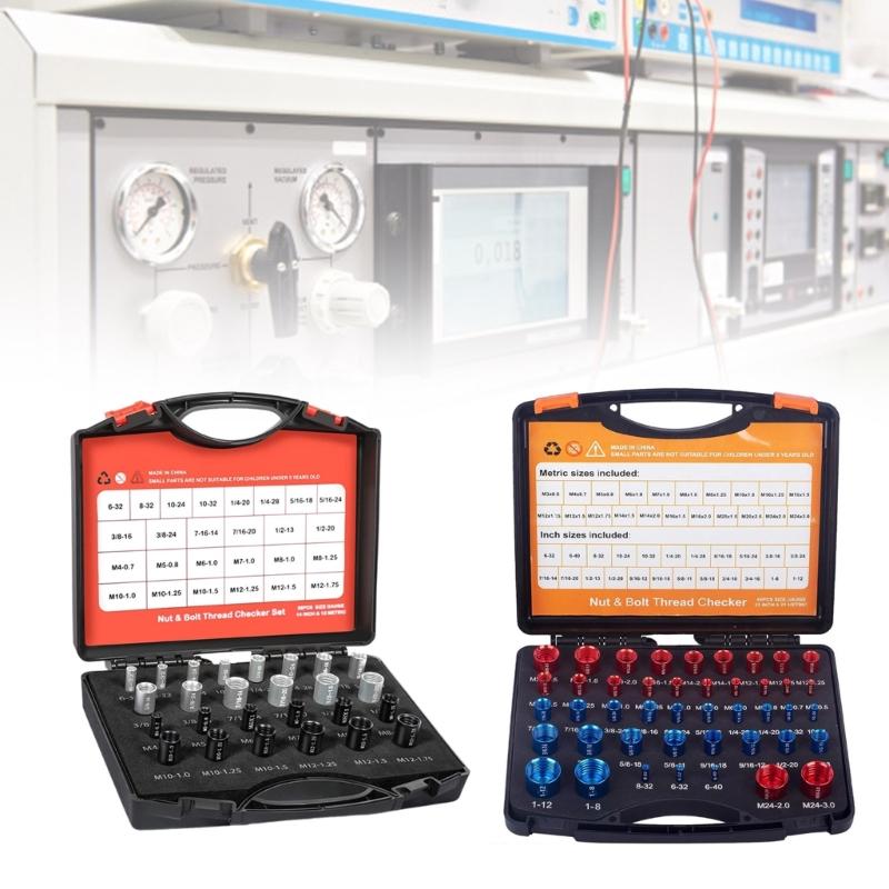 Mutter- und Bolzengewindeprüfer Aluminium Gewindeprüfer Zoll und Metrisch Innen- und Außengewindelehren Genaue Messungen
