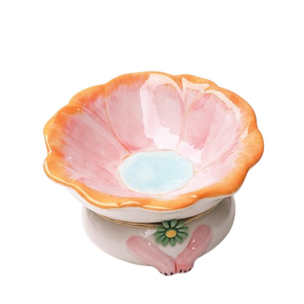Flower Shaped Cat Food Bowl Anti Tipping Neck Protection Bowl Pet Drinking Bowl  Multi-Pet