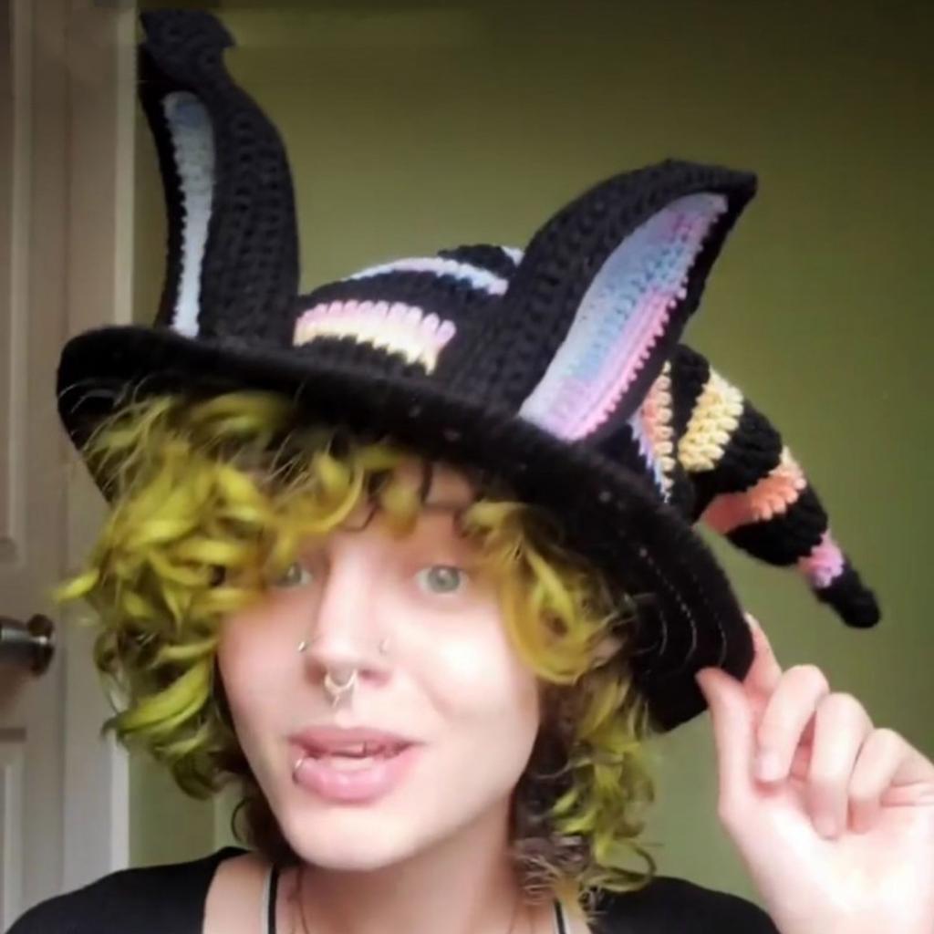 Knitting Witch Hat Costume for Women Men Teenagers for Party Decorations Crocheted Wizard Cap