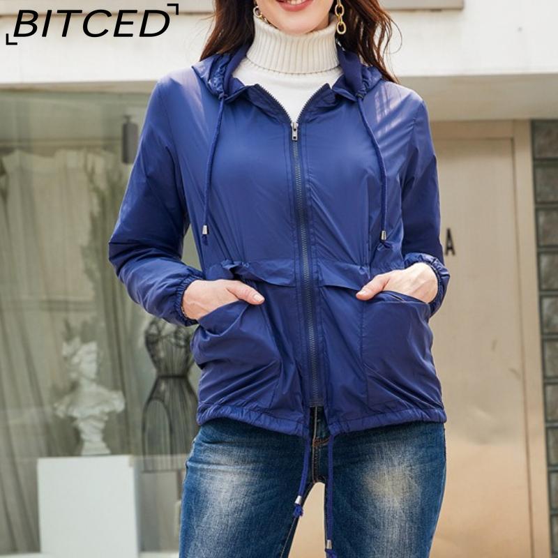 BITCED Hooded Outdoor Raincoat - Short Trench-Style Cardigan Jacket