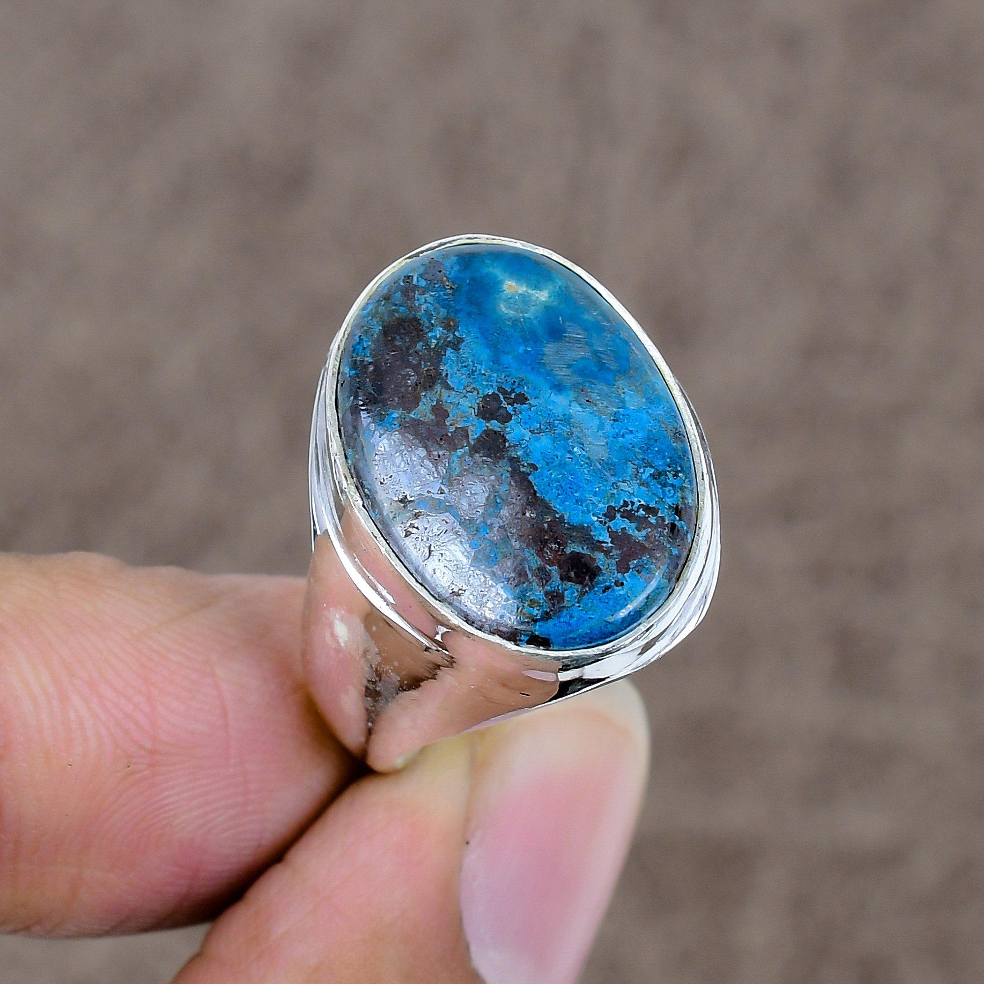

Shattuckite Genstone Handmade 925 Sterling Silver Jewelry Ring Size 9.5 KKG-529