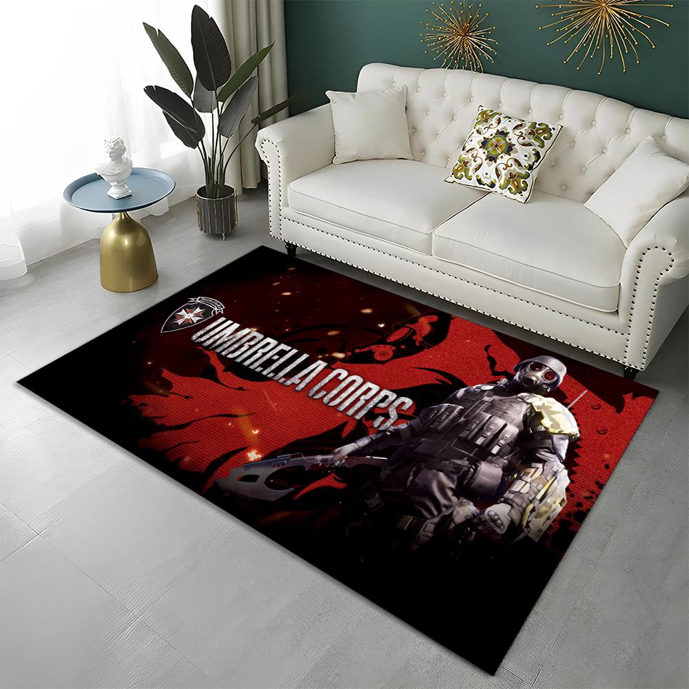 3D R-Resident Evil Gamer Spiele Teppich Teppich für Zuhause Wohnzimmer Schlafzimmer Sofa Fußmatte Dekor, Kinder Spielbereich Teppich Rutschfeste Bodenmatte