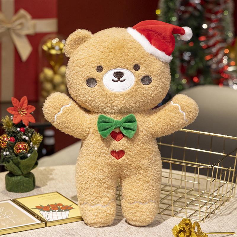 Christmas Bear Gingerbread Plush Toy Cartoon Stuffed Doll Decoration Gift Kids