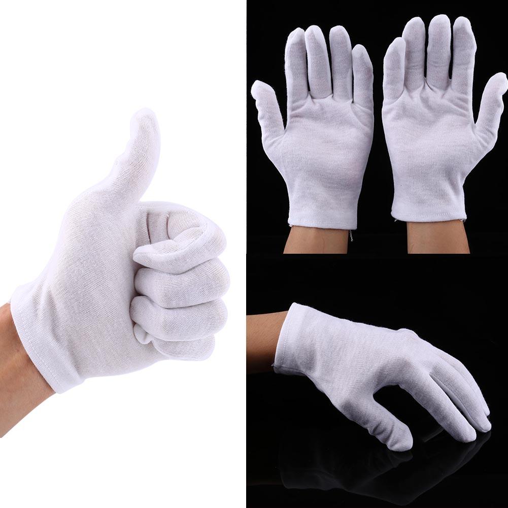12 Pairs Practical White Cotton Work Safety Glove for Coin Jewelry Silver Inspection Protection