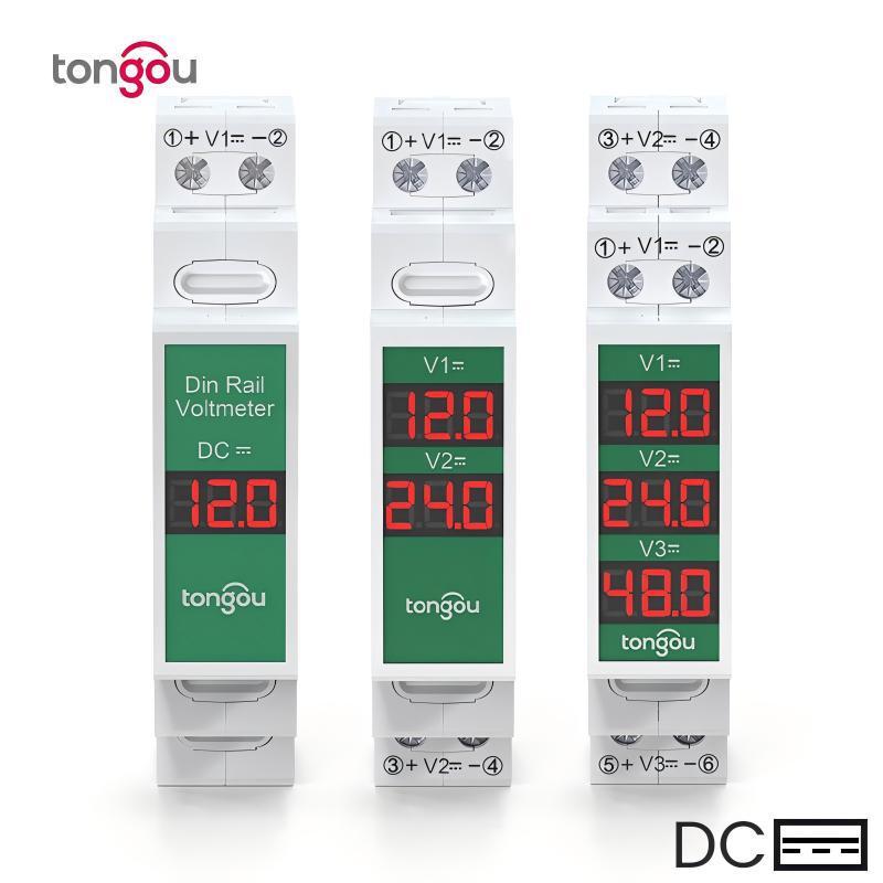 Din Rail Smart LED Digital DC11V-310V Direct Current Voltage Meter Numeric Display Voltage Gauge for Electronics