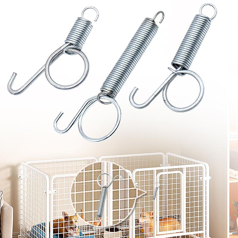 10 Packs Spring Hooks for Rabbit Cage Spring Latch Door Cage Accessories Wire Cage Clips Snap Hooks Multifunctional 3 Sizes