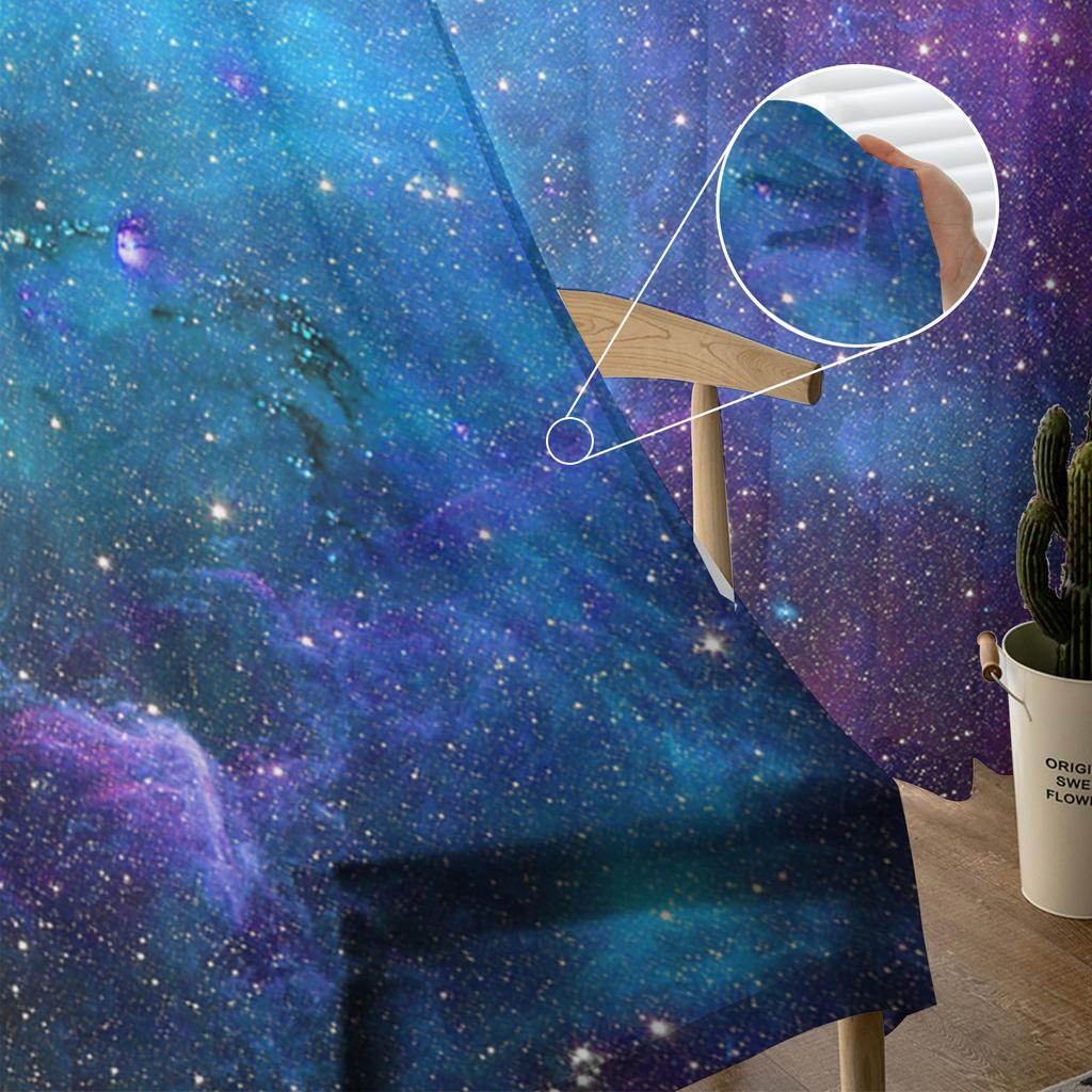 Starry Sky Symphony Galaxy Gauze Curtains For Children's Bedroom Kitchen Screen For Living Room Holiday Decor Voile Curtain