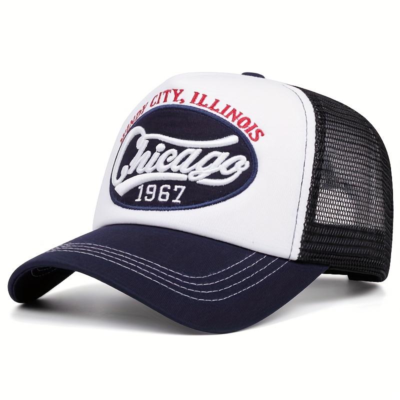 Vintage Chicago 1967 Embroidered Baseball Hat, Breathable Mesh Back Design, Casual Outdoor Sports Cap For Both Genders