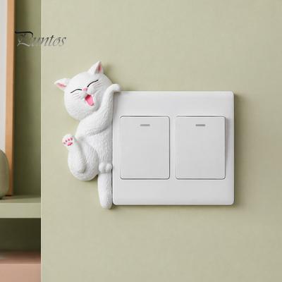 Cat Light Switch Cover 3D Sticker, Decorative Resin Wall Plate Cover, Cute Animal Relief Ornament Stickers, Peel And Stick Decorations for Home