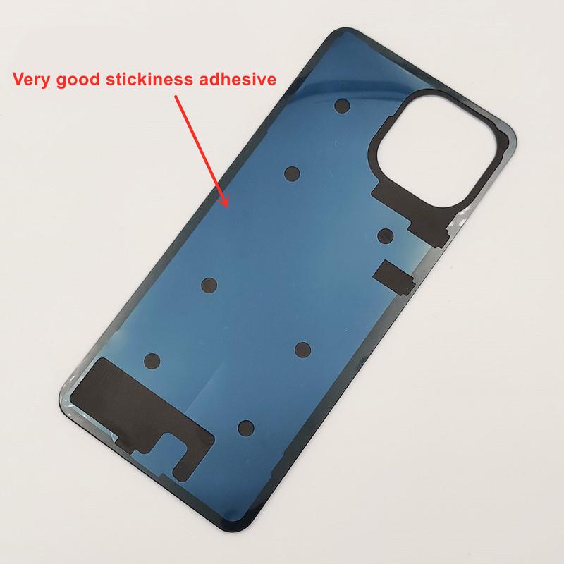 Glasrückdeckel für Xiaomi Mi 11 Lite Harte Batterieabdeckung Mi 11 Lite 5G NE Hintertürgehäuseplatte + Aufkleber Kleber