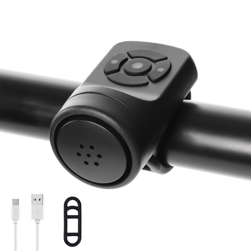 Bicycle Electric Horn Black Abs Usb Rechargeable Bicycle Cycling Bell Speaker