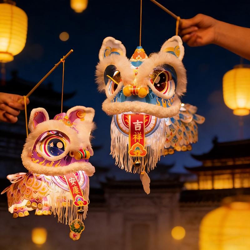 DIY Laterne Jahr des Pferdes Löwentanz Laternen Materialset Frühlingsfest Laterne Chinesisches Neujahr 2026 Dekorationen Kindergeschenke