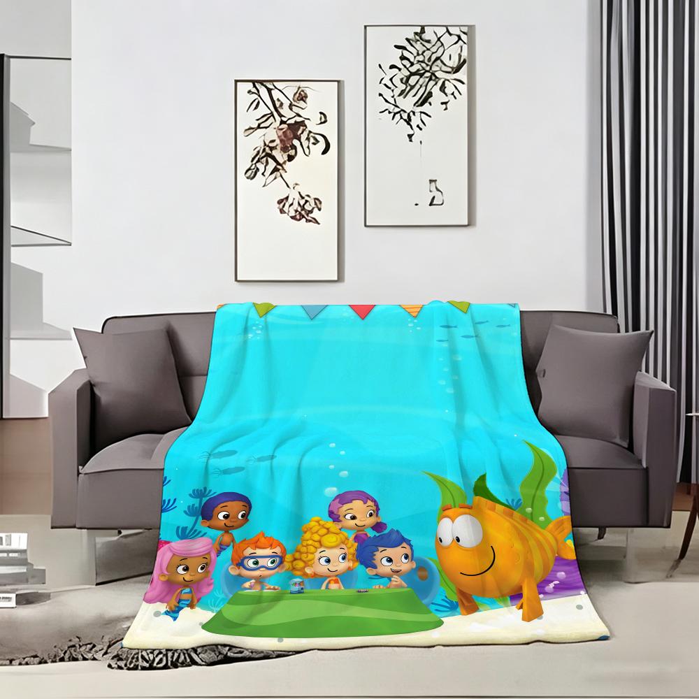 Anime B-BubbleS GuppiesS Throw Soft Warm Throw Blanket for Bedroom Living Room Bed Travel Camping Picnic Gift
