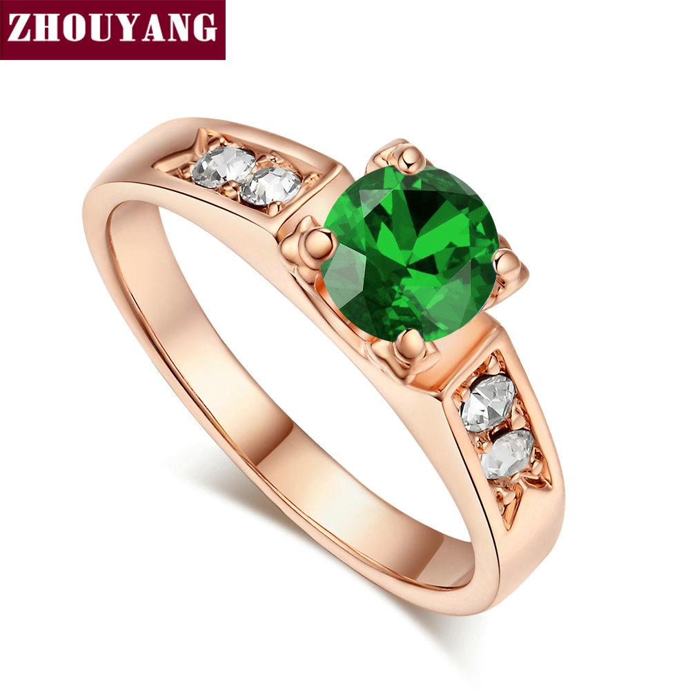 ZHOUYANG Wedding Ring For Women Classical 6mm Prong Setting Cubic Zirconia Engagement Fashion Jewelry Brithday Gift R051 R052 5.5