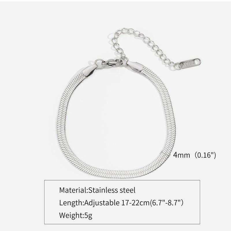Silver Gold Color Stainless Steel Flat Chain Bracelet Simple Bracelet For Men Retro Jewelry Trendy Accessories Women Bracelet