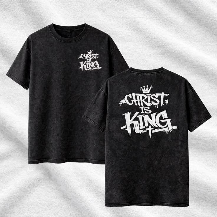 Christ Is King Religious Faith Streetwear Graphic T-Shirt S