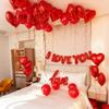 I LOVE YOU Banner & Heart Shaped Foil Balloon Set,   For Valentine's Day , Proposal, Birthday , Anniversary , Wedding  Decor