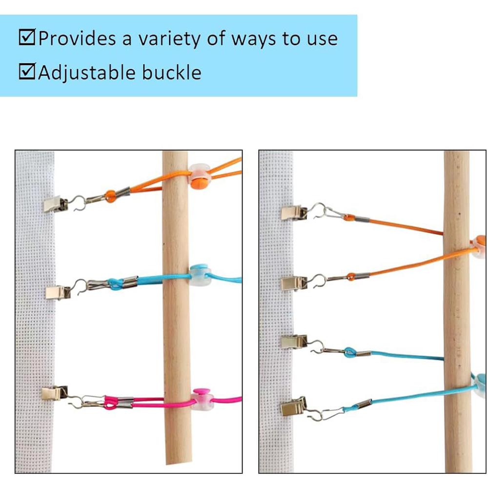 12 Stück Verstellbare Kreuzstich-Seitenclips Elastische Befestigungsseile mit Befestigungsclips