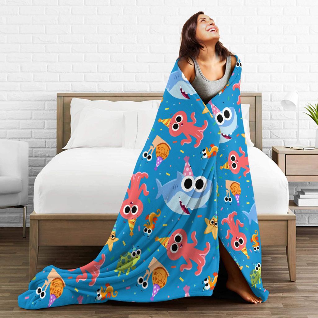 Warm Soft Blanket Picnic Finny the Shark Confetti Birthday Throw Blanket Super Simples Flannel Bedspread For Sofa Bed Cover