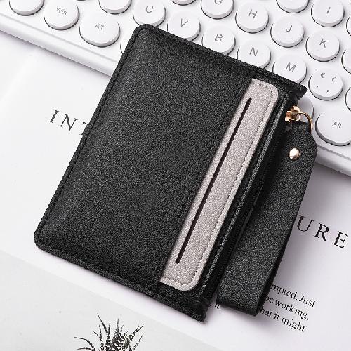 Ultra-thin PU card holder female Korean version of the zipper coin purse multi-card slot simple fashion compact card holder anti-degaussing